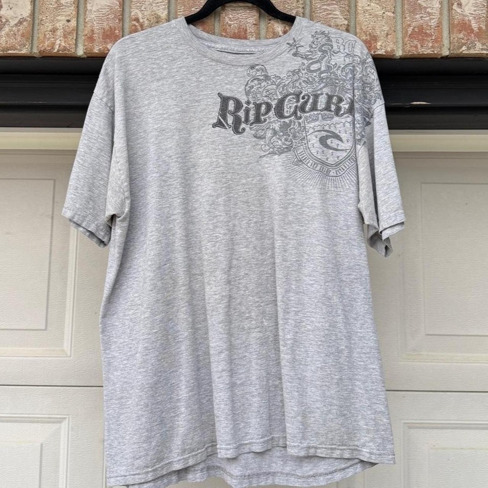 RIP CURL HEATHER GREY Y2K "WAVES" GRAPHIC TEE